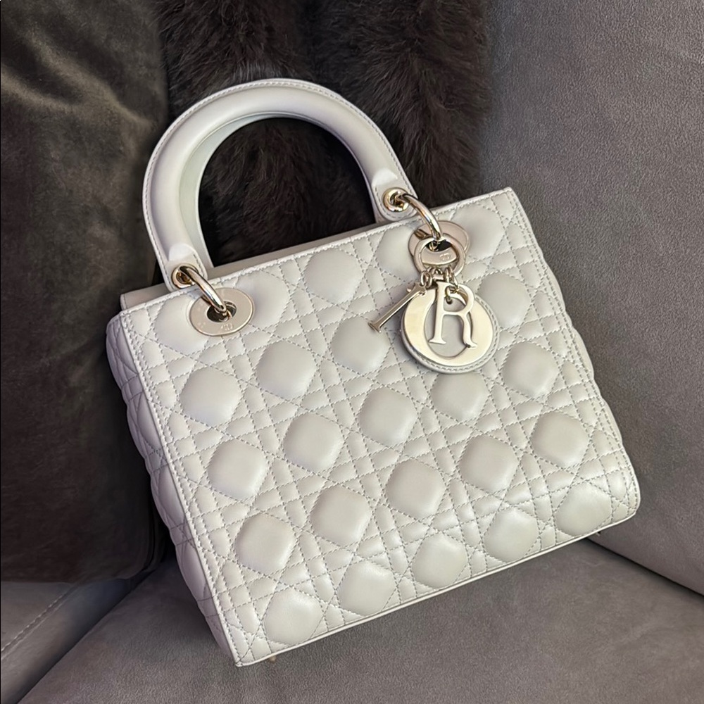 Dior Beige Lambskin Lady Dior Medium